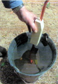 Pipe is cooled in cold water