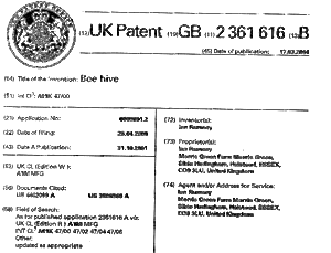 UK Patent GB 2361616